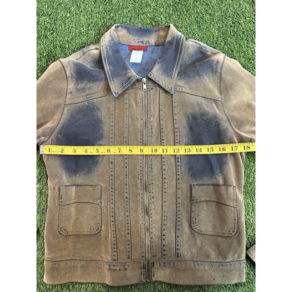 Vintage Y2K Denim‎ Jacket Women Large Tan Blue Ombré Faded Indie Bratz Identity - Picture 8 of 15